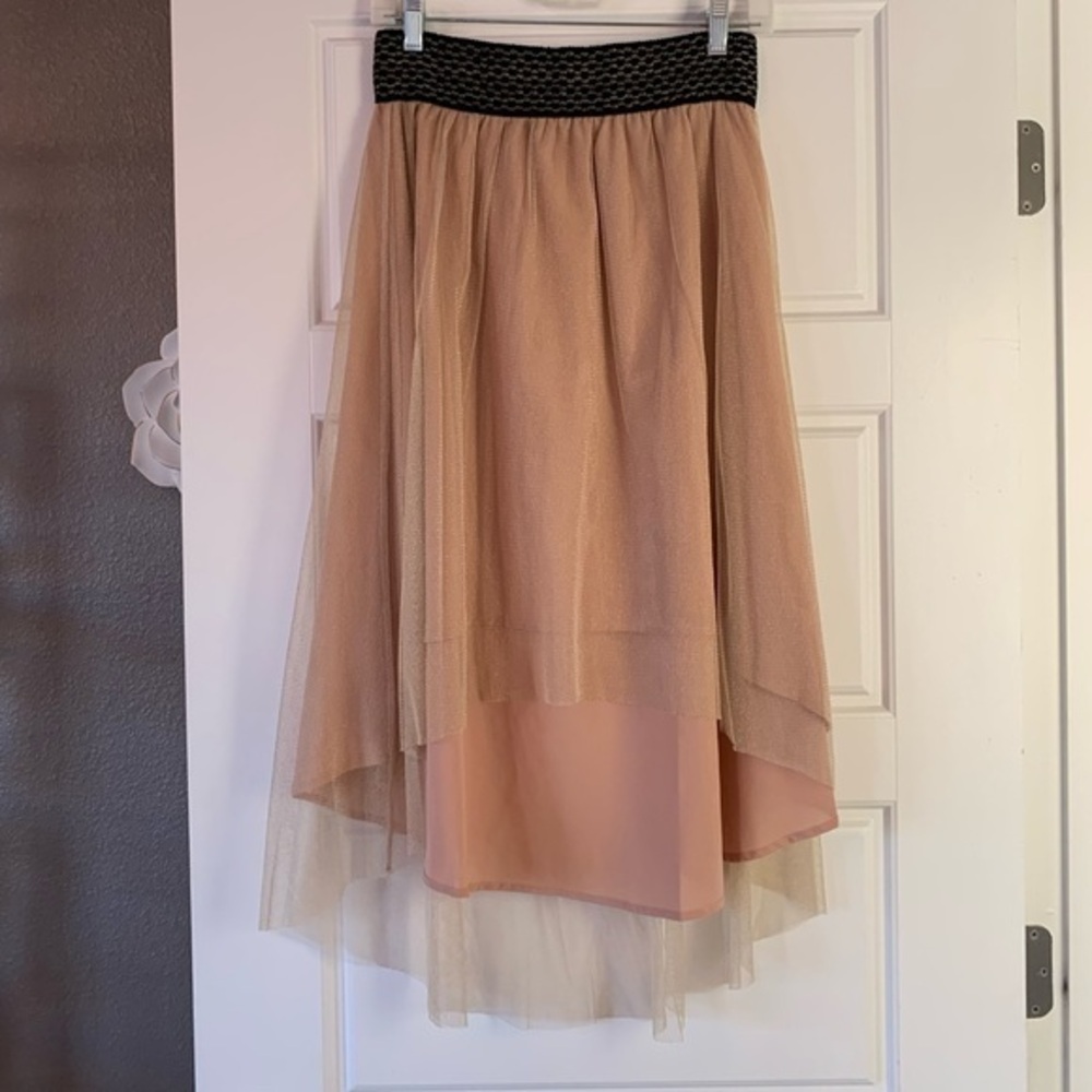 Miss Me Shimmery Tencel Asymmetrical Skirt